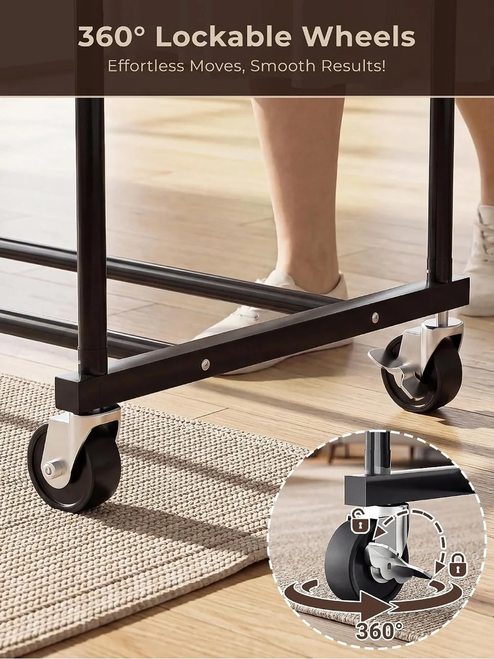 Adjustable Double Garment Rack in Black - Home Storage & Organization